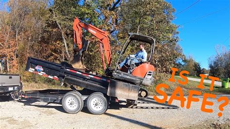 will mini excavator fit in dump trailer|loading mini excavators into dump trailer.